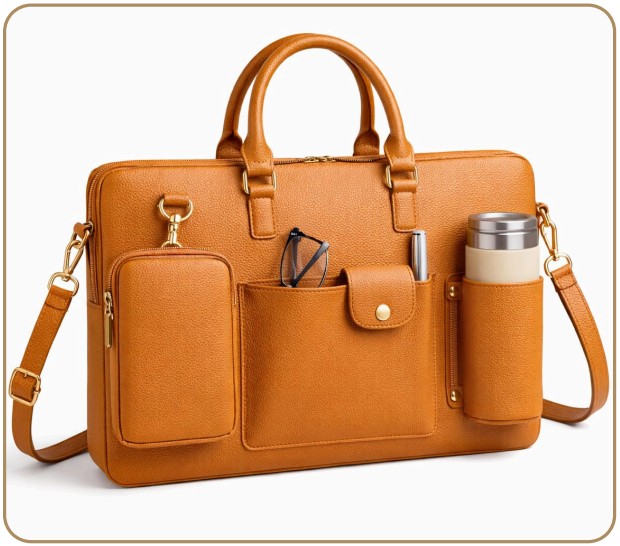 Multi-Utility Leather Laptop Bag – Multi-Utility Leather Laptop Bag with Adjustable Strap